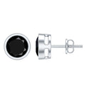 1.6 Carat Bezel Set Lab Created Black Diamond Solitaire Stud Earrings