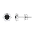 Lab Grown Black and White Diamond Flower Stud Earrings