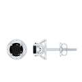 Dainty Floral Earrings with Round Cut Black Spinel