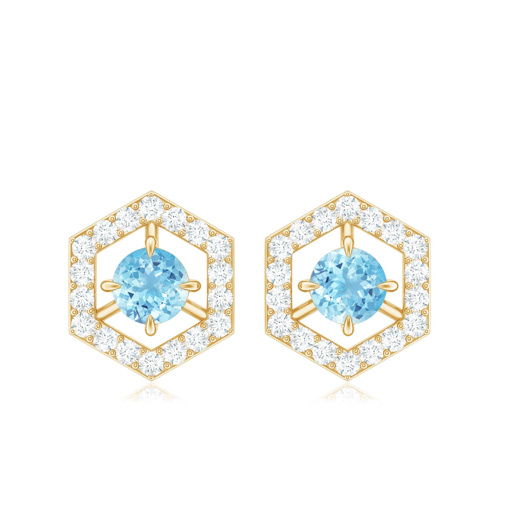 Natural Aquamarine Everyday Earrings with Diamond