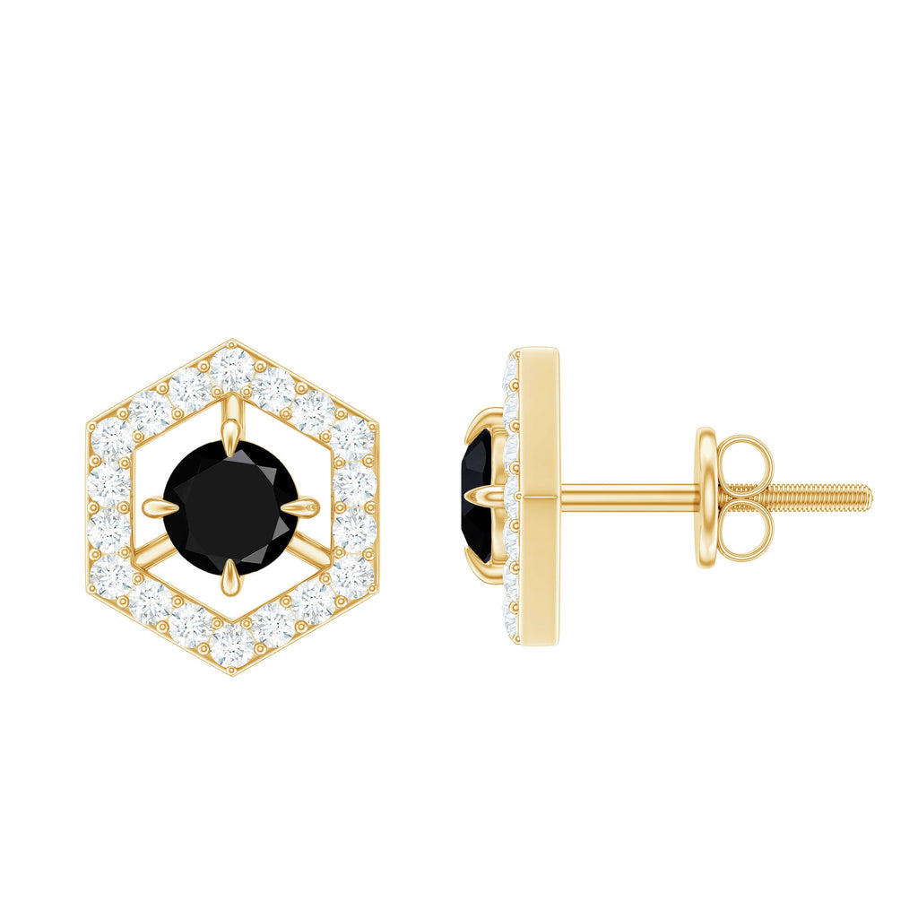 Lab Created Black Diamond and Diamond Geometric Stud Earrings