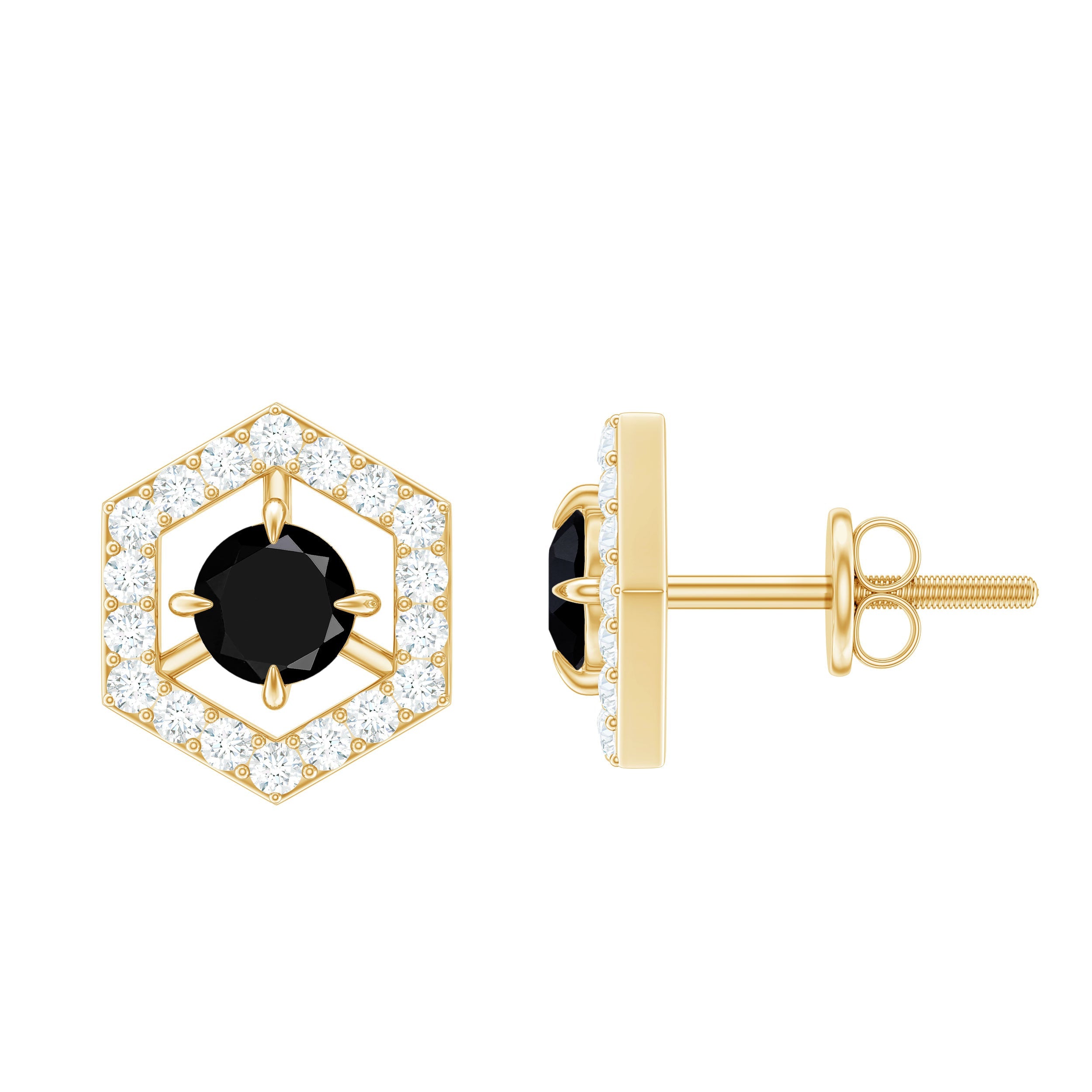 Lab Created Black Diamond and Diamond Geometric Stud Earrings