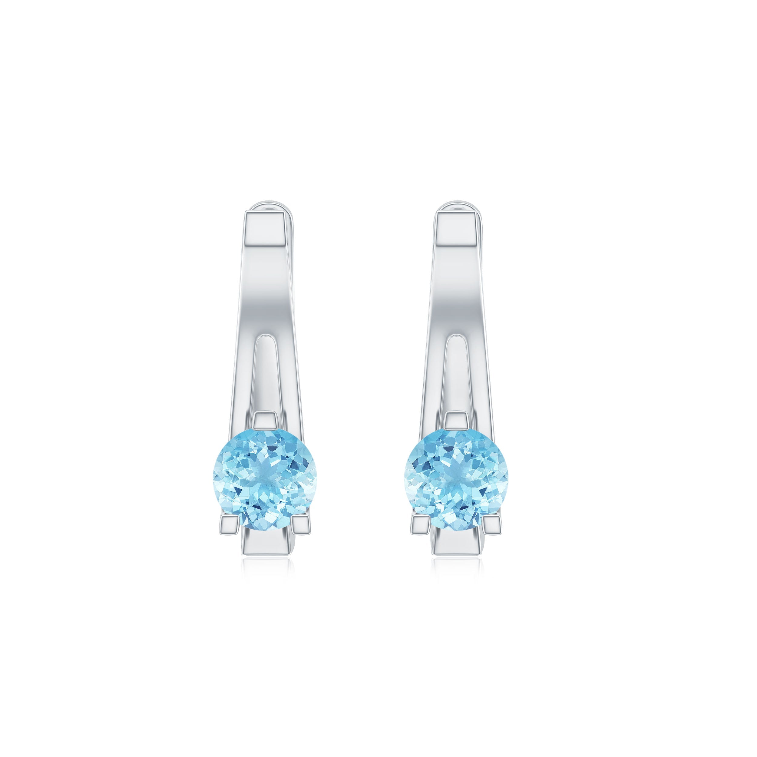 Natural Aquamarine J Hoop Earrings with Certificate