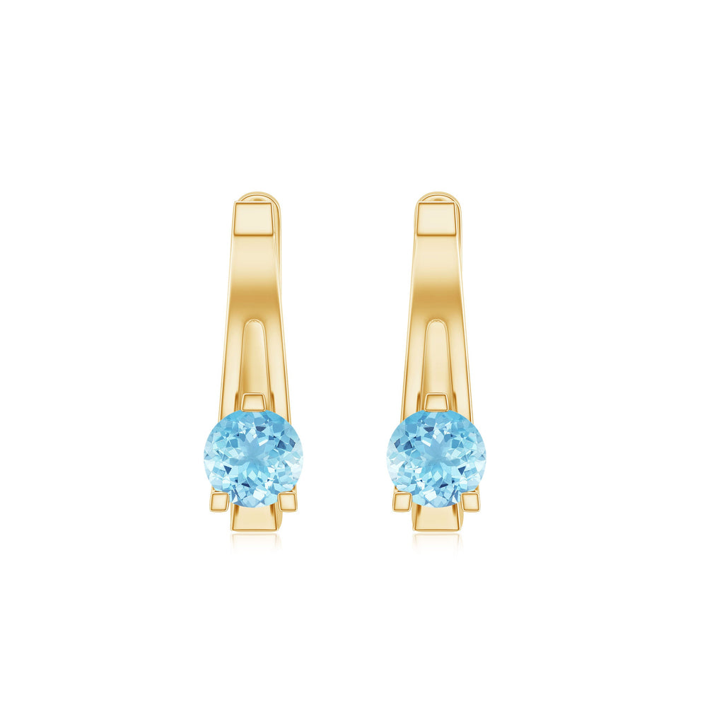 Natural Aquamarine J Hoop Earrings with Certificate