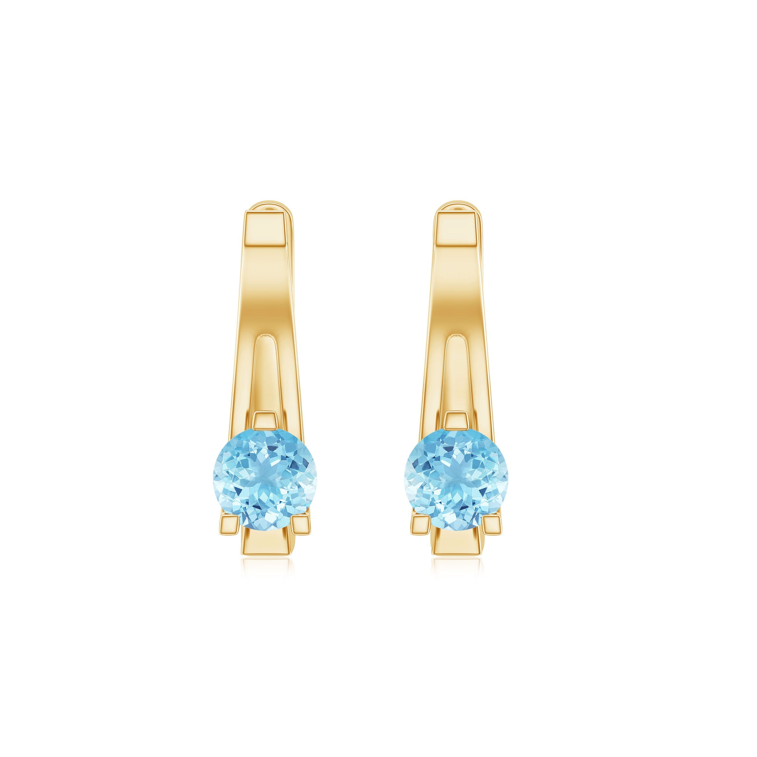 Natural Aquamarine J Hoop Earrings with Certificate