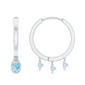 Genuine Aquamarine Hoop Earring in Bezel Setting