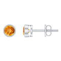 Solitaire 1 Carat Citrine Stud Earrings in Bezel Setting