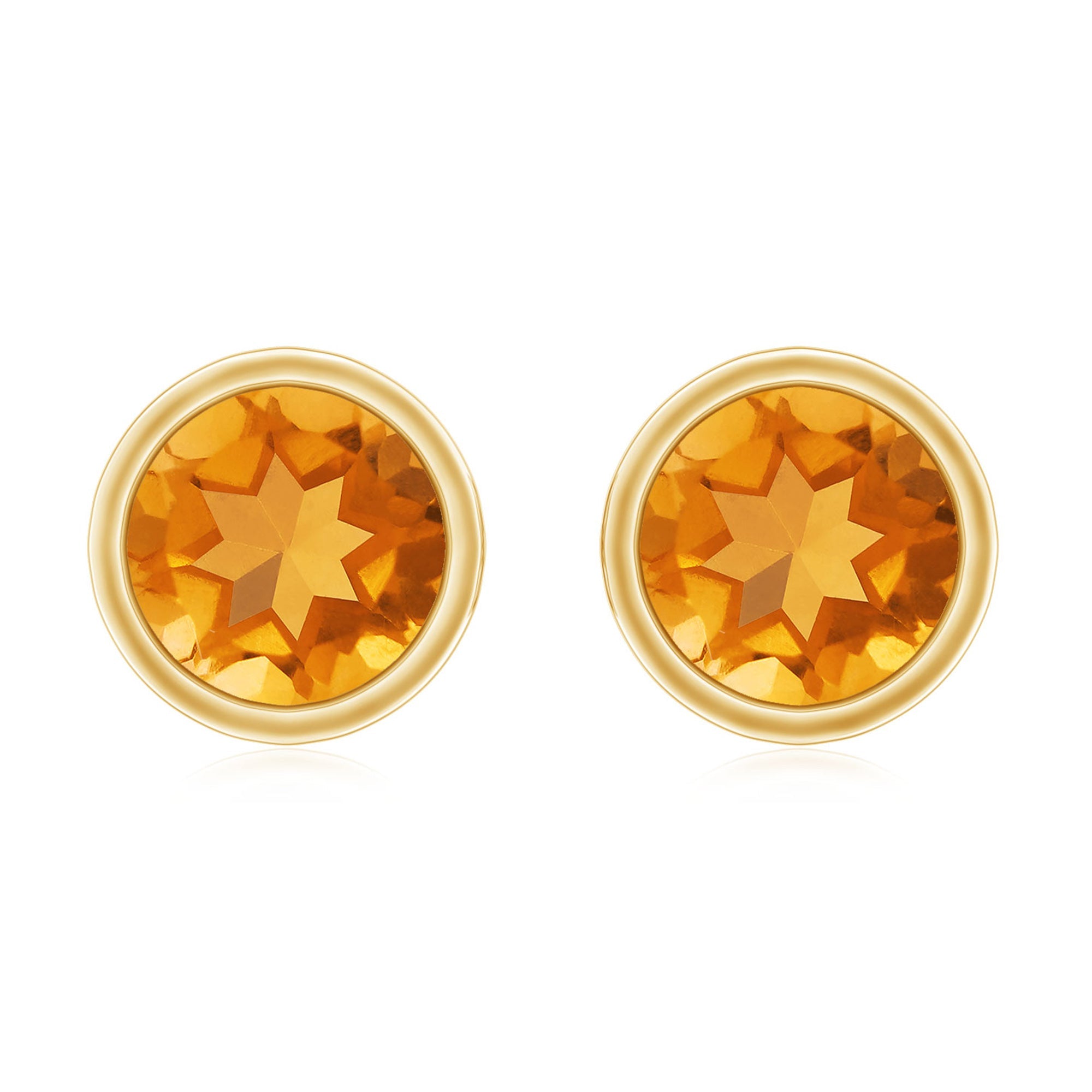 Solitaire 1 Carat Citrine Stud Earrings in Bezel Setting