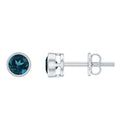 Bezel Set Round London Blue Topaz Solitaire Stud Earrings
