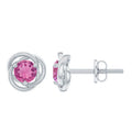 0.9 Carat Solitaire Pink Tourmaline Swirl Stud Earrings