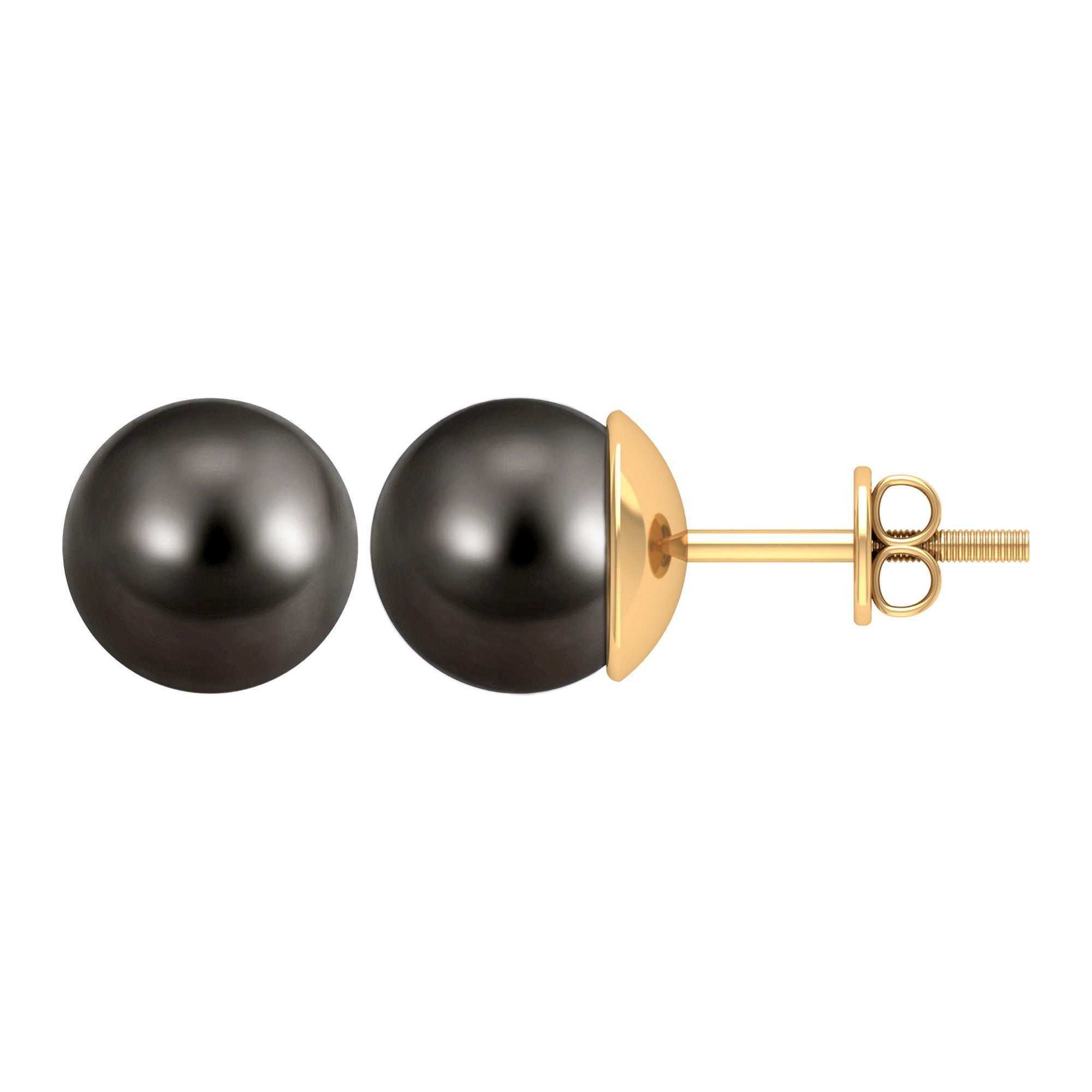 15 Carat Elegant Tahitian Pearl Solitaire Stud Earrings in Bead Set