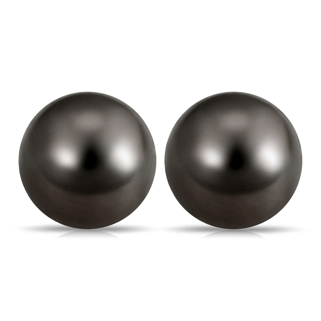 15 Carat Elegant Tahitian Pearl Solitaire Stud Earrings in Bead Set