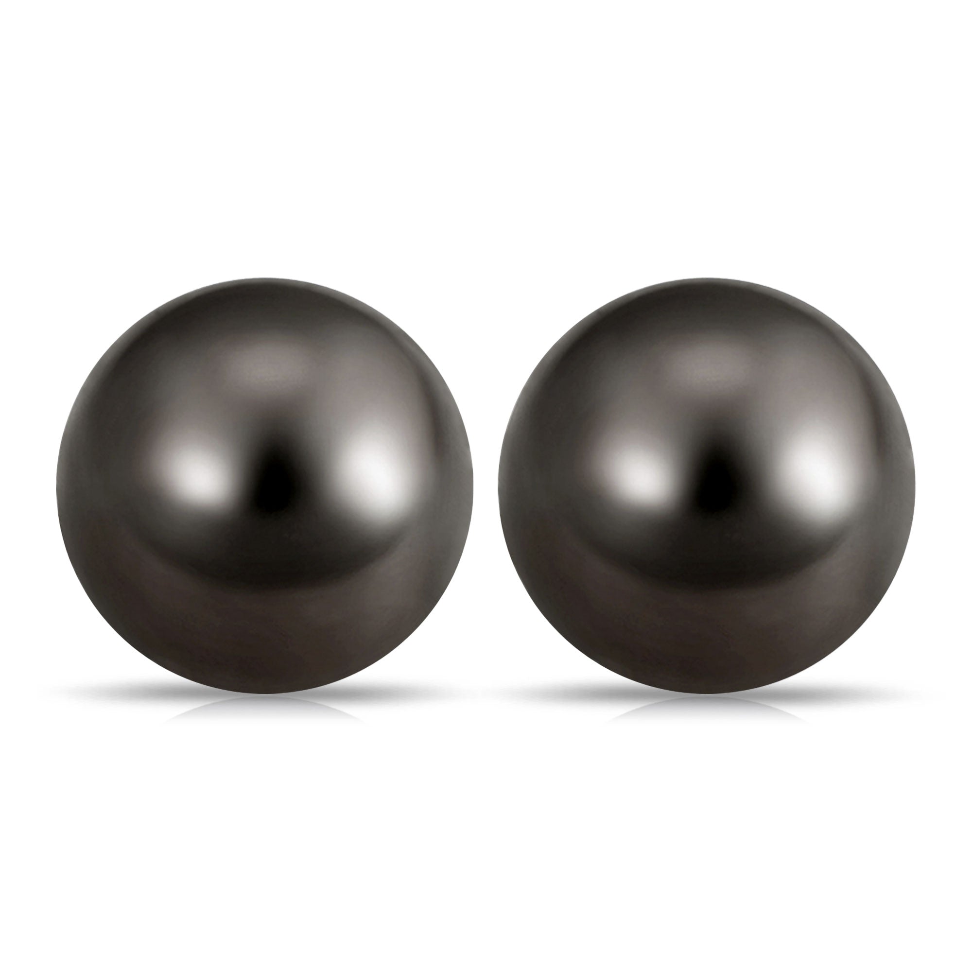 15 Carat Elegant Tahitian Pearl Solitaire Stud Earrings in Bead Set