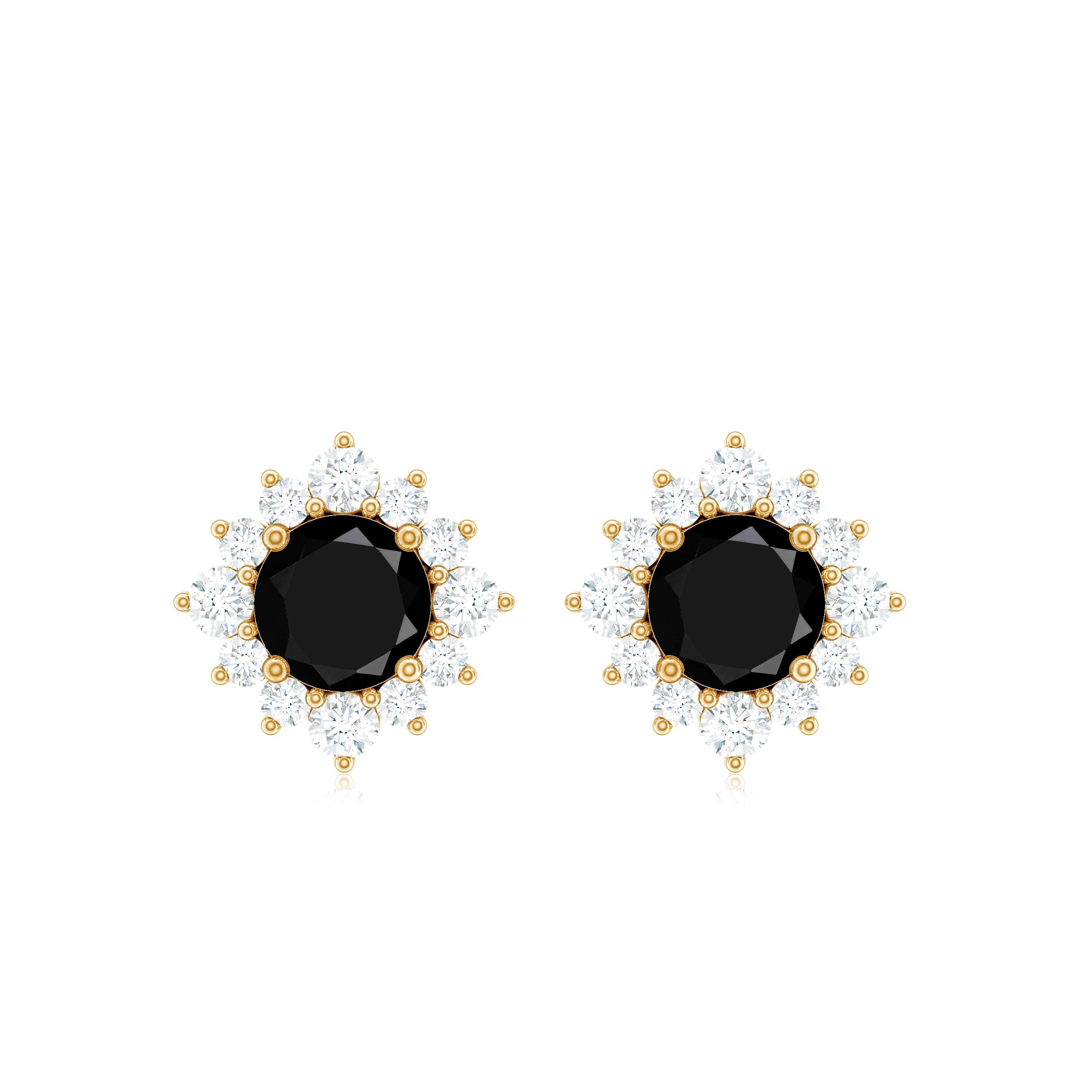 Round Lab Grown Black and White Diamond Halo Stud Earrings