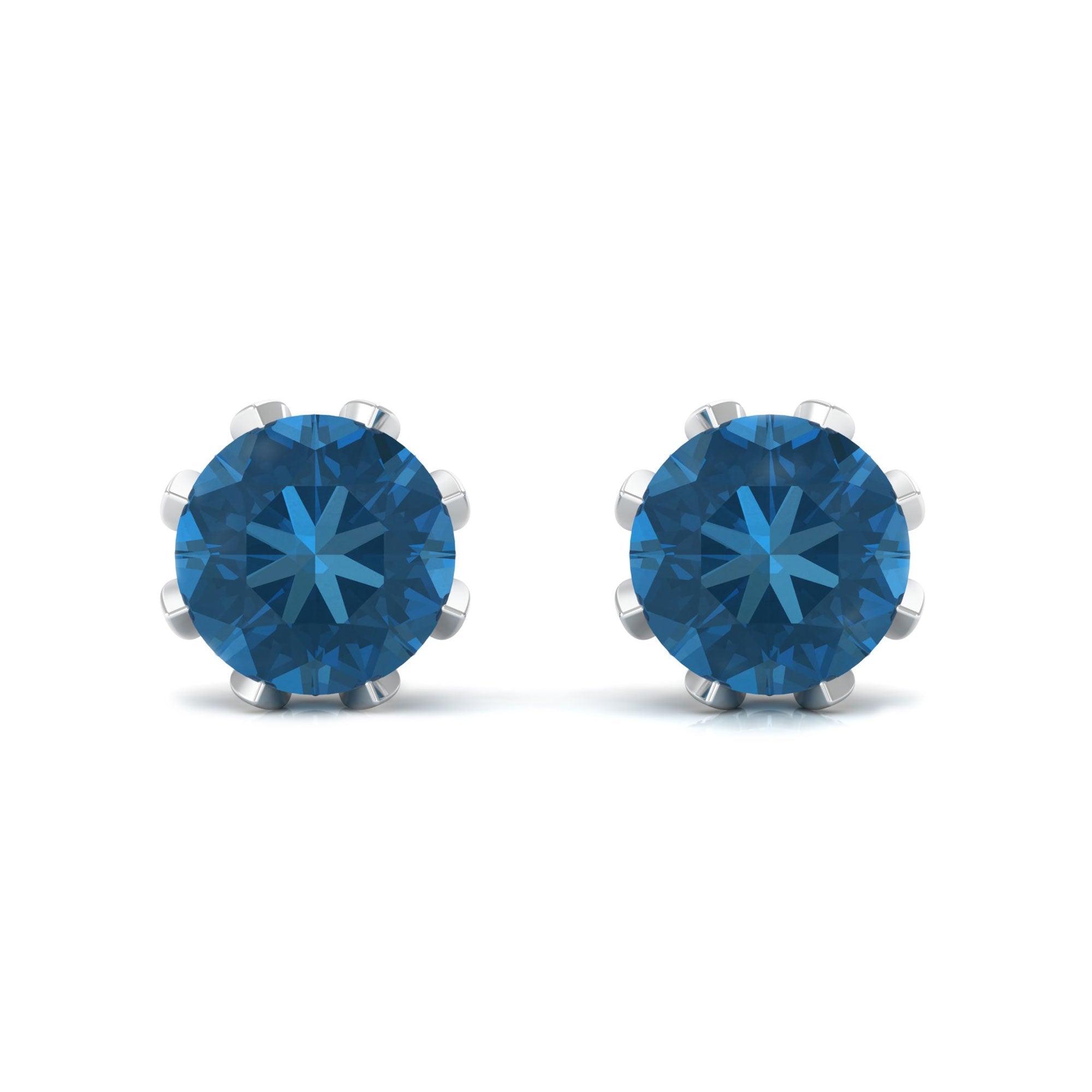 4 CT London Blue Topaz and Diamond Bridal Stud Earrings