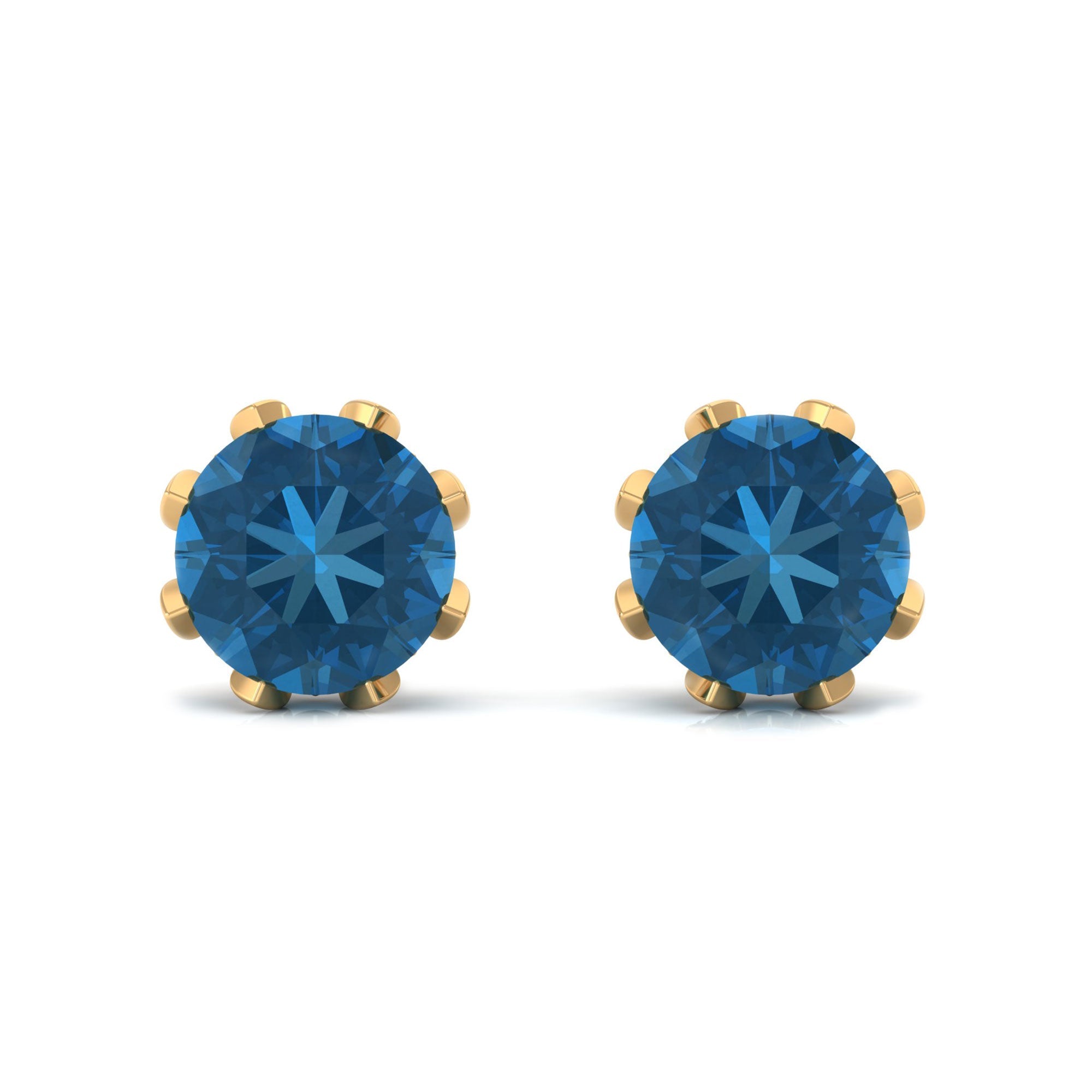 4 CT London Blue Topaz and Diamond Bridal Stud Earrings