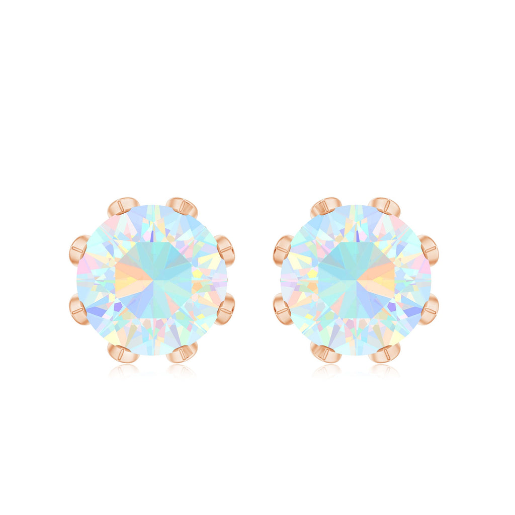 Certified Genuine Ethiopian Opal Flower Earrings with Diamond