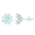 Certified Genuine Ethiopian Opal Flower Earrings with Diamond