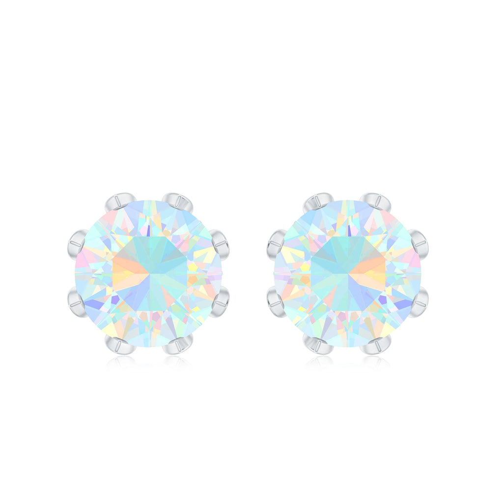 Certified Genuine Ethiopian Opal Flower Earrings with Diamond