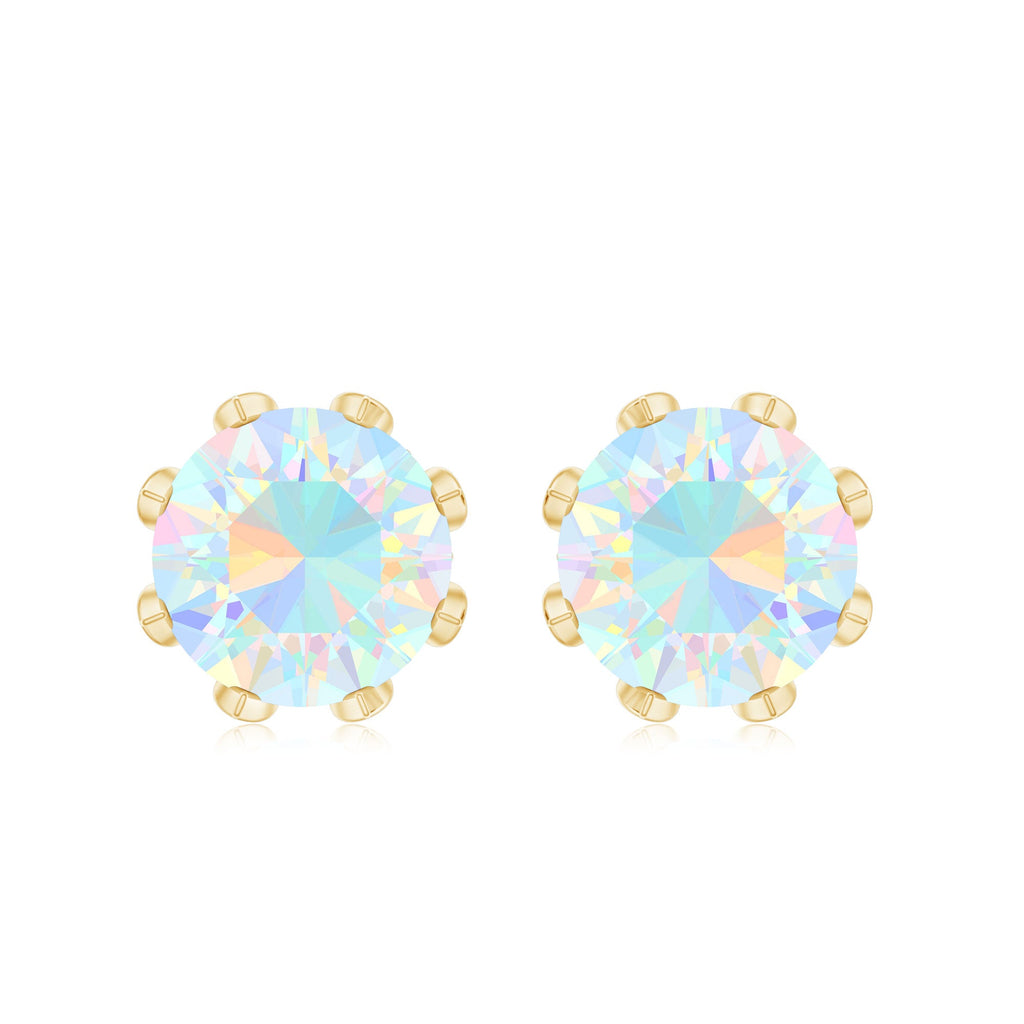 Certified Genuine Ethiopian Opal Flower Earrings with Diamond