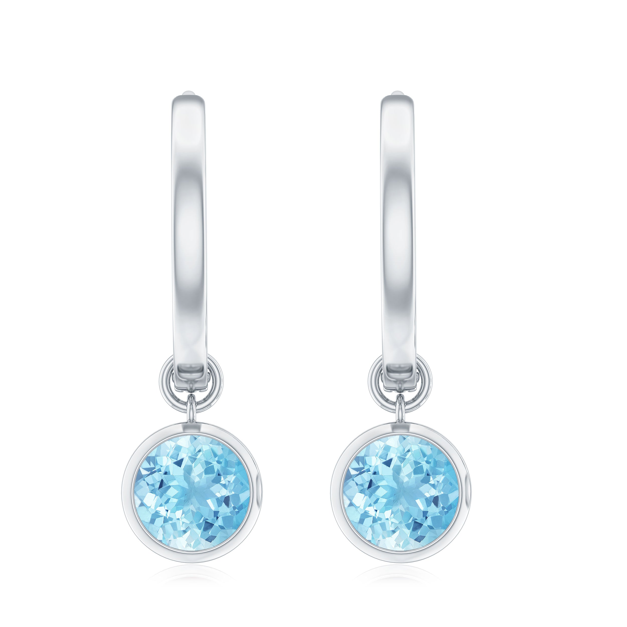 Natural Aquamarine Hoop Drop Earrings with Certificate