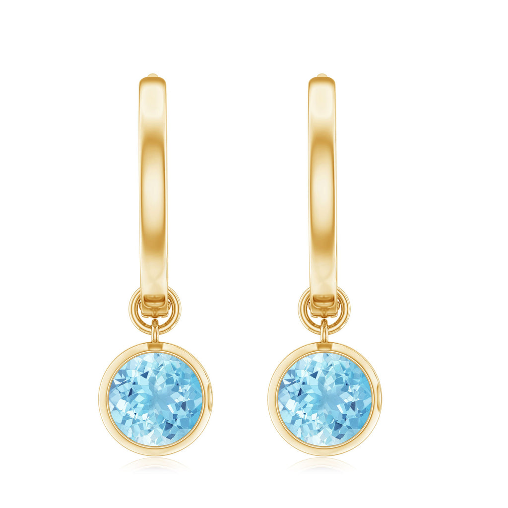 Natural Aquamarine Hoop Drop Earrings with Certificate