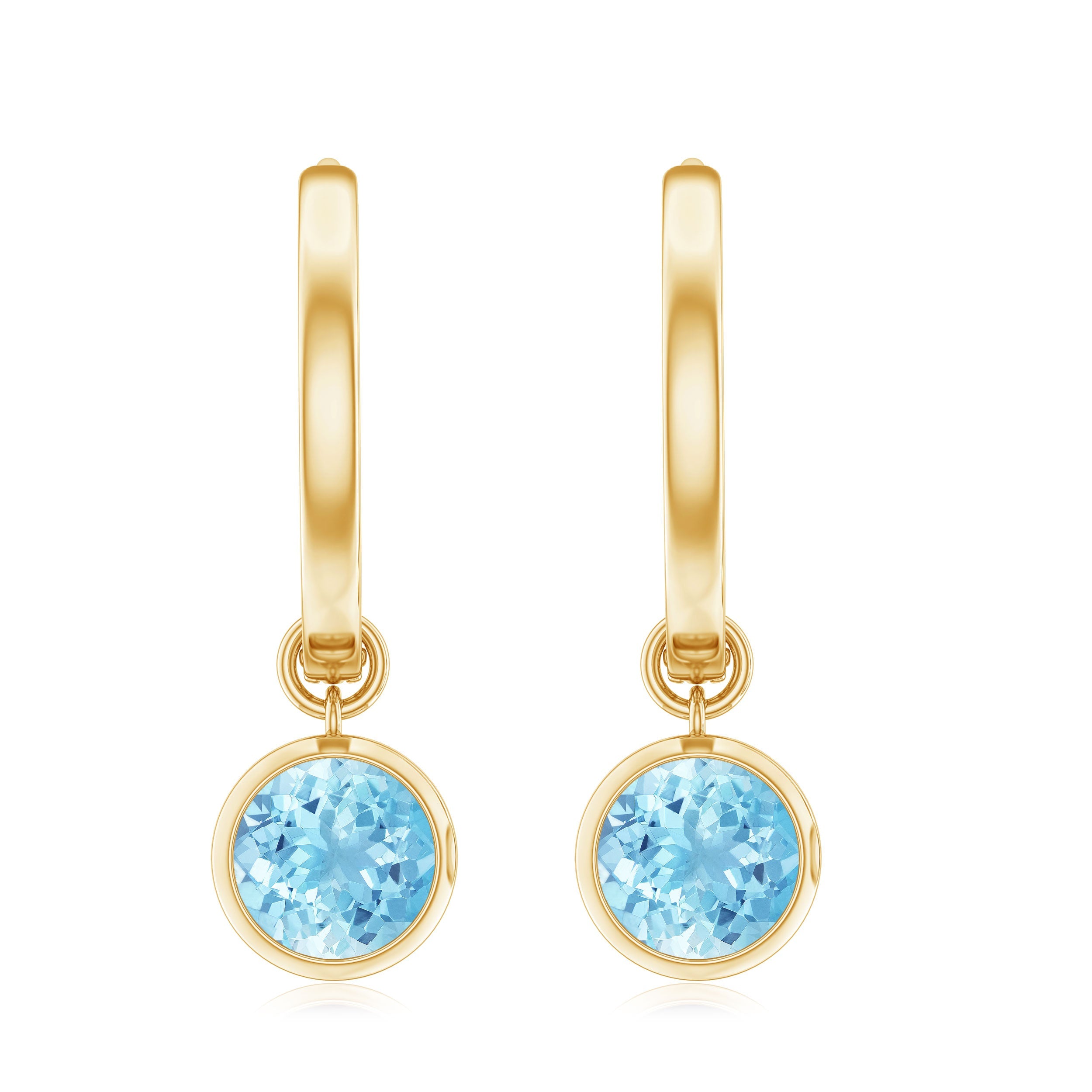 Natural Aquamarine Hoop Drop Earrings with Certificate