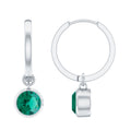 1.6 Carat Bezel Set Lab Grown Emerald Hinged Hoop Earrings