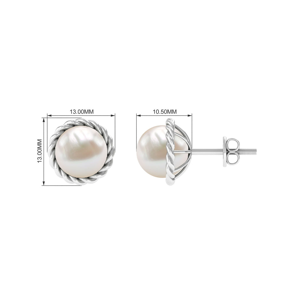 Handpicked 16 Carat Freshwater Pearl Stud Earrings with Rope Frame