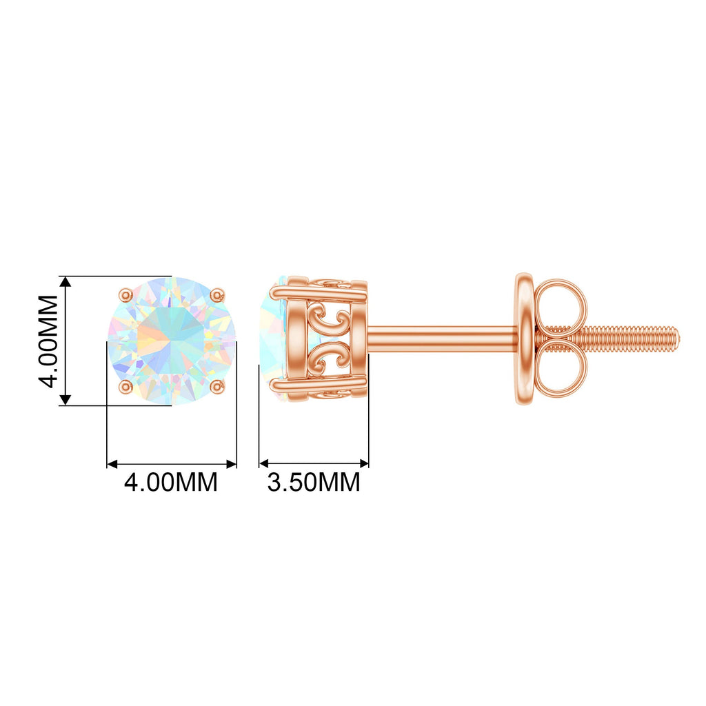 0.5 Carat Ethiopian Opal Solitaire Stud Earrings in 4 Prong Setting