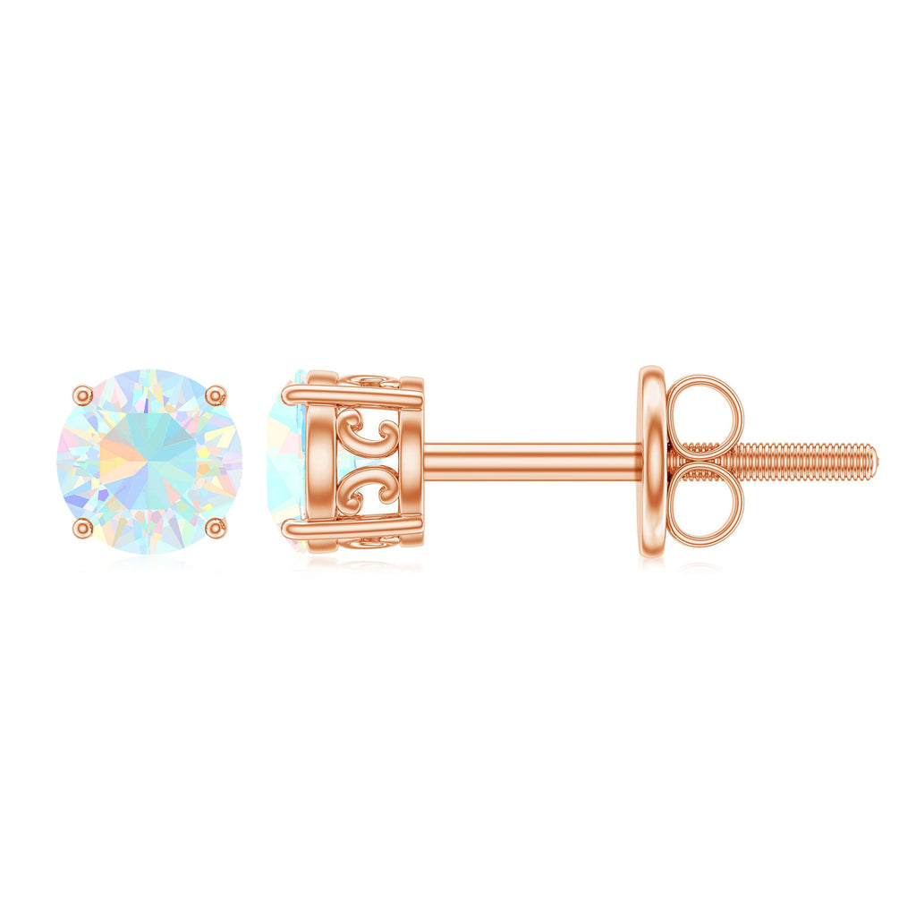 0.5 Carat Ethiopian Opal Solitaire Stud Earrings in 4 Prong Setting