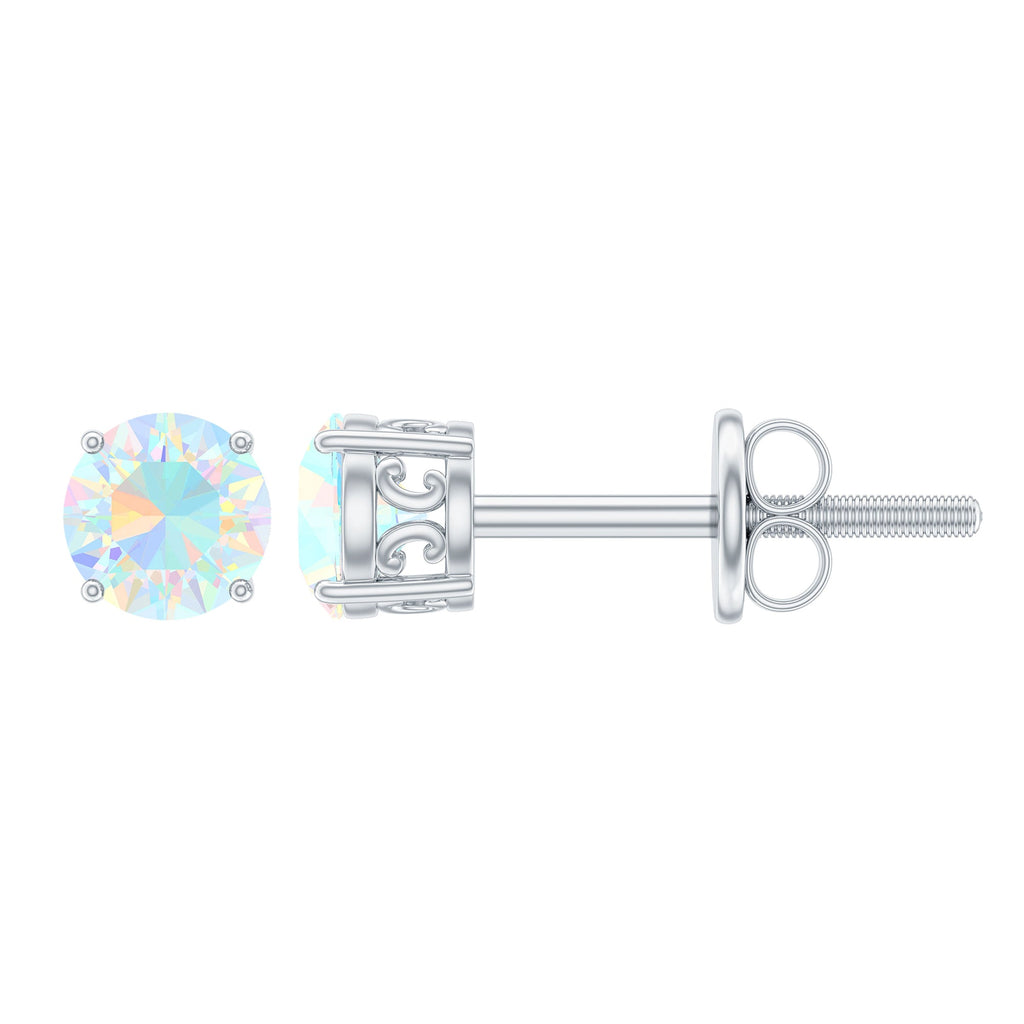 0.5 Carat Ethiopian Opal Solitaire Stud Earrings in 4 Prong Setting