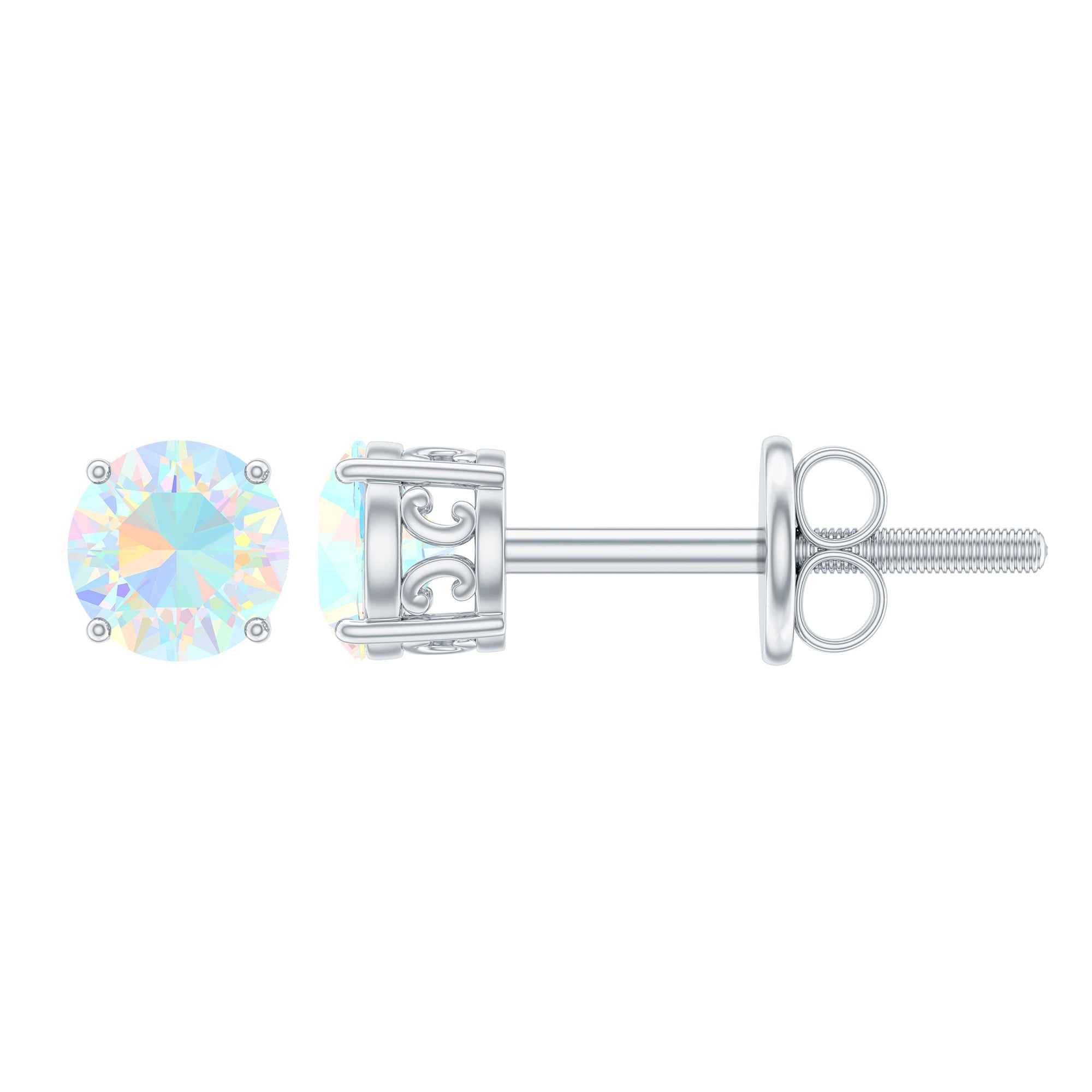0.5 Carat Ethiopian Opal Solitaire Stud Earrings in 4 Prong Setting