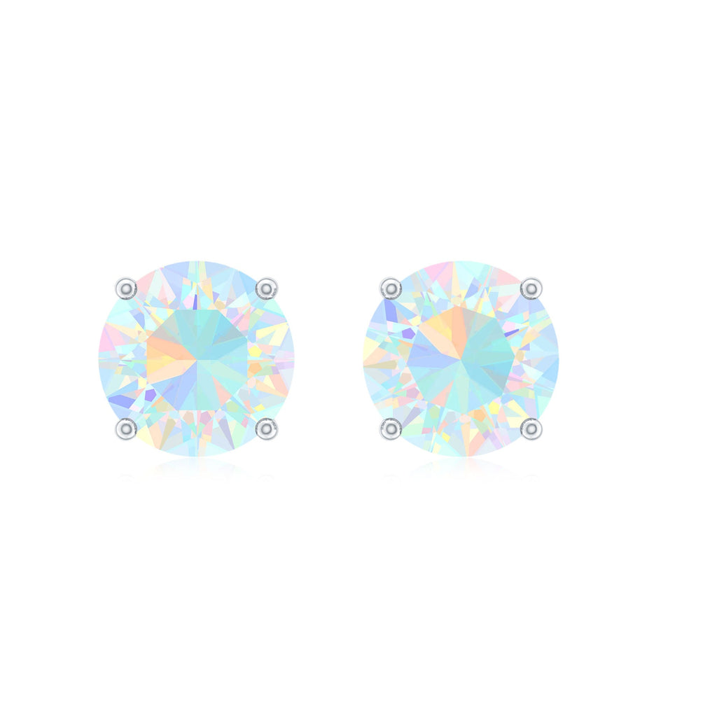0.5 Carat Ethiopian Opal Solitaire Stud Earrings in 4 Prong Setting