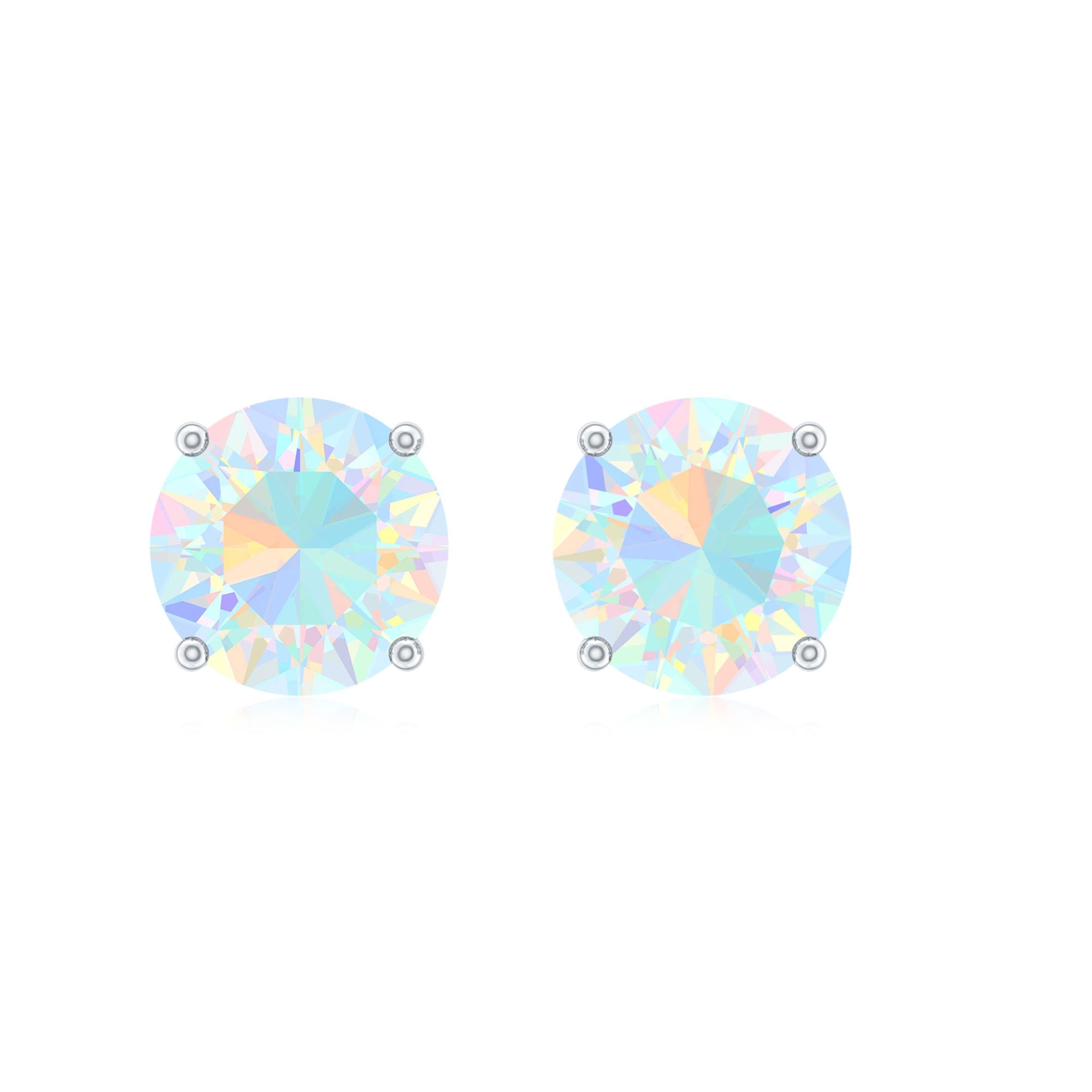 0.5 Carat Ethiopian Opal Solitaire Stud Earrings in 4 Prong Setting