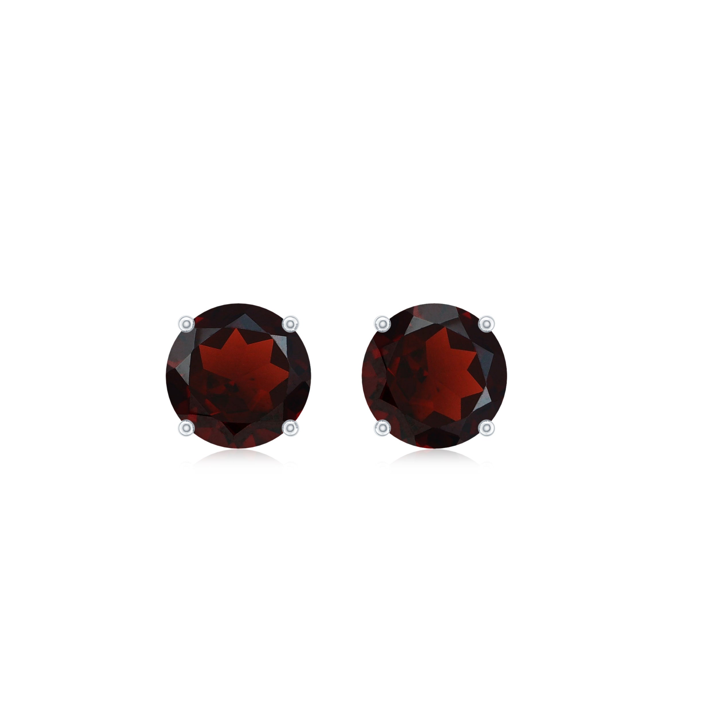 Genuine Garnet Solitaire Stud Earrings
