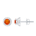 Simple Solitaire Fire Opal Flower Stud Earrings