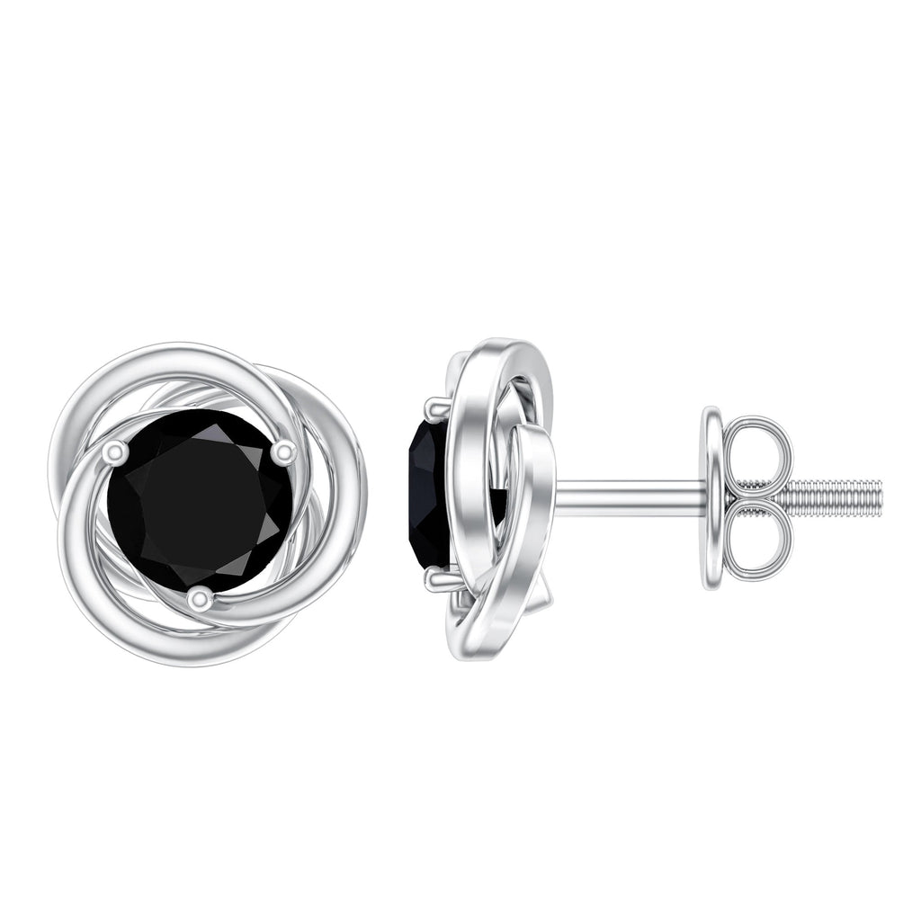 0.9 Carat Black Spinel Swirl Stud Earrings with Screw Backs