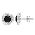 0.9 Carat Black Spinel Swirl Stud Earrings with Screw Backs