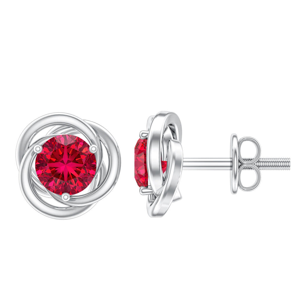 Lab Created Ruby Swirl Stud Earrings with Screw Back