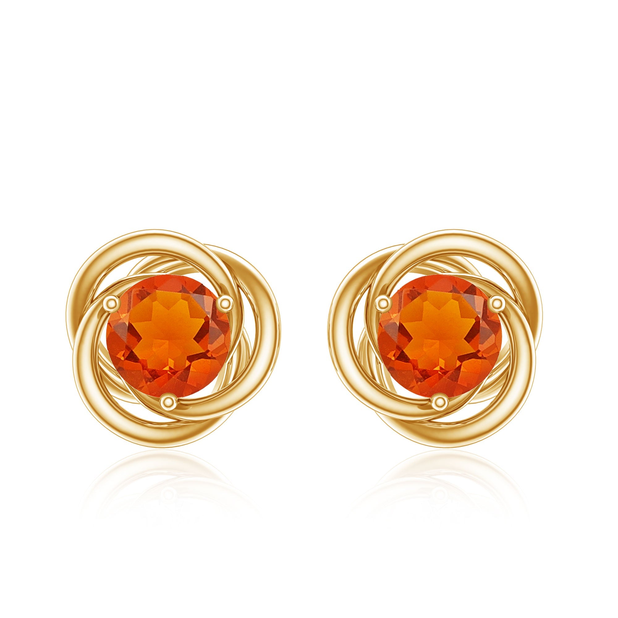 Solitaire 0.9 Carat Fire Opal Swirl Stud Earrings in 3 Prong Setting