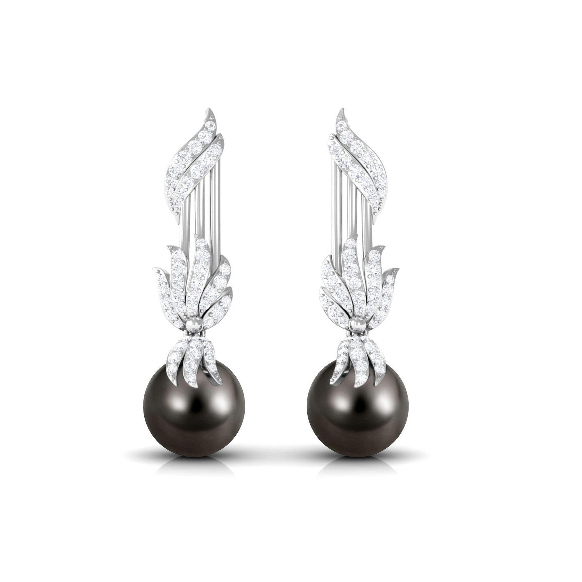 Designer 16 Carat Tahitian Pearl Dangle Earrings with Diamond