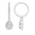 Certified Moissanite Teardrop Earrings with Hinged Hoop