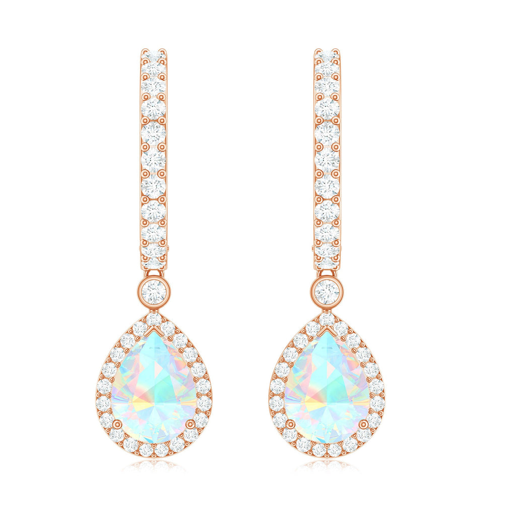 Real 1.4 Carat Ethiopian Opal Teardrop Hoop Earrings with Certificate