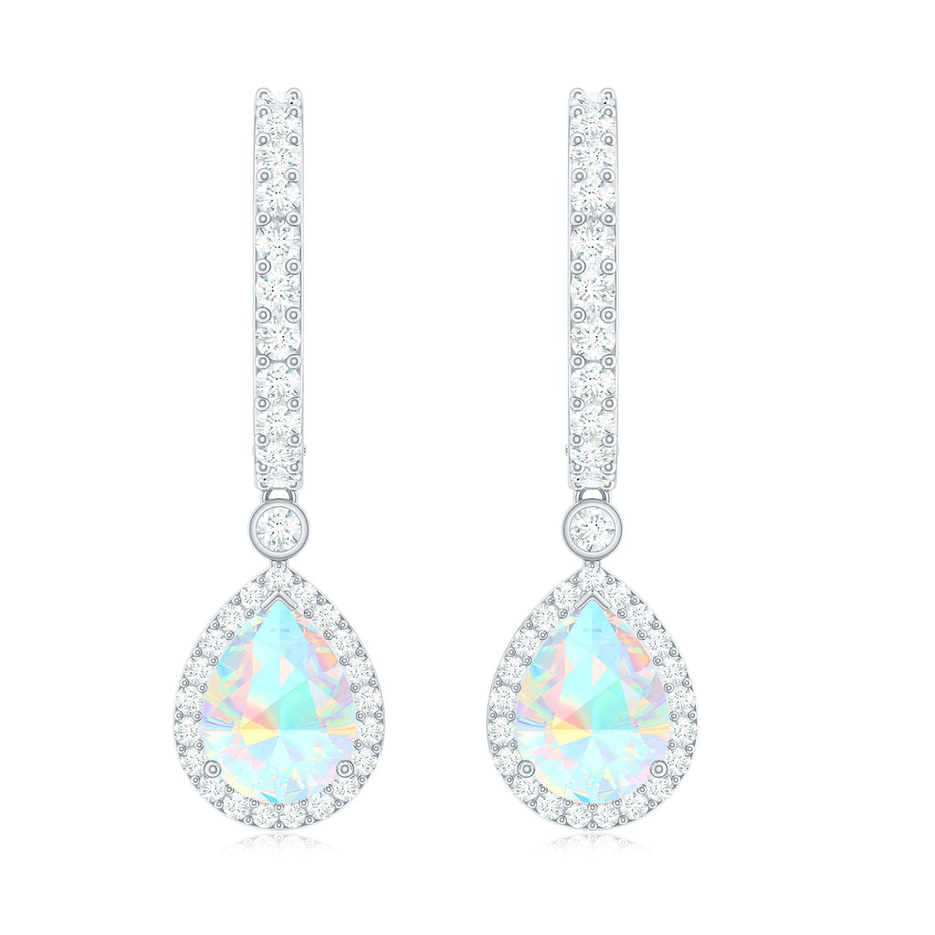 Real 1.4 Carat Ethiopian Opal Teardrop Hoop Earrings with Certificate