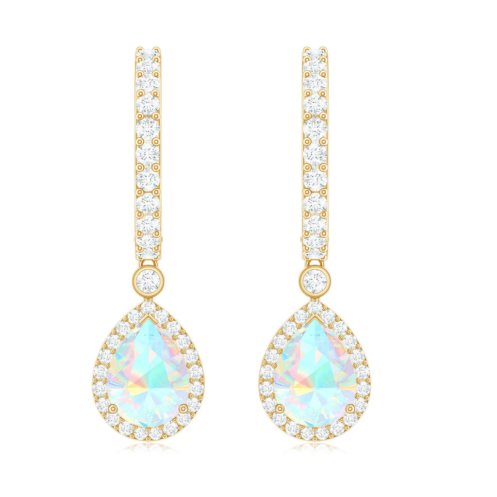Real 1.4 Carat Ethiopian Opal Teardrop Hoop Earrings with Certificate