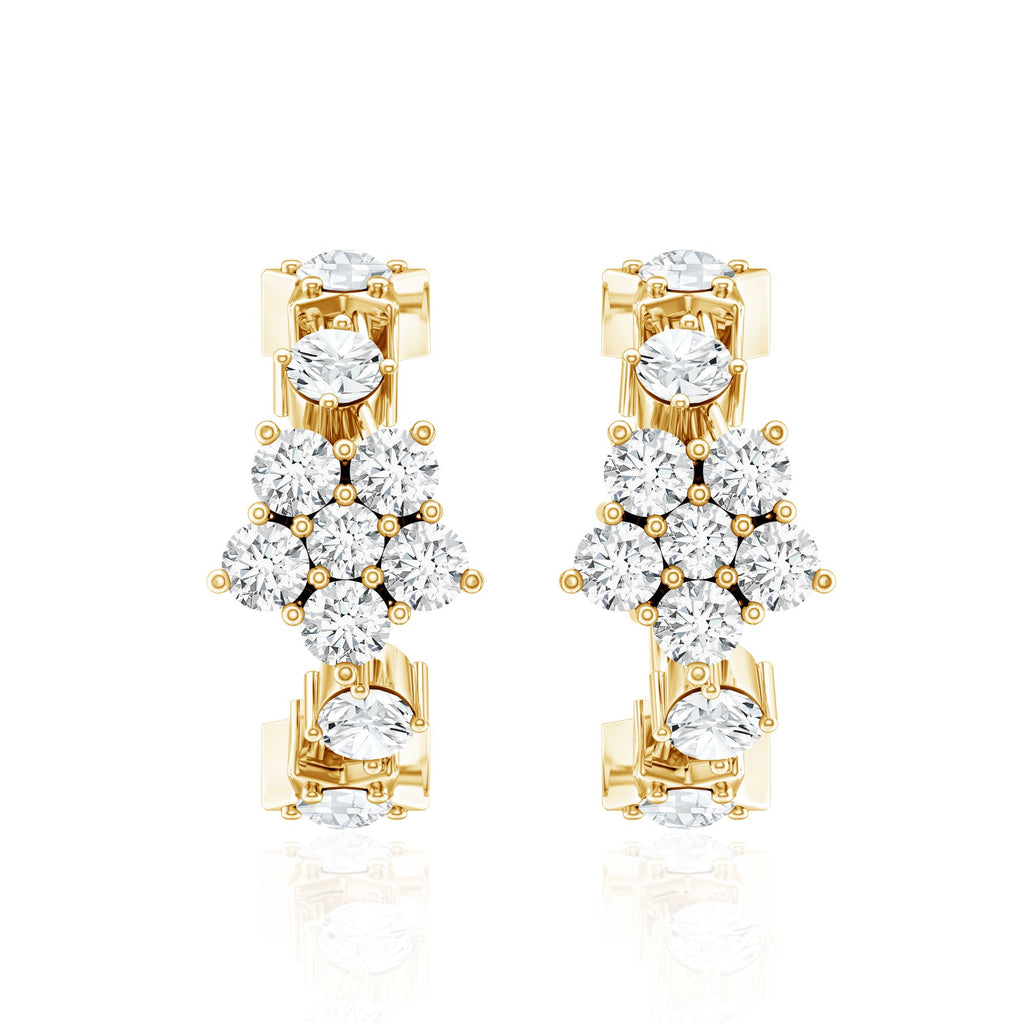 Certified Diamond Flower Hoop Earrings For Women