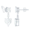 3 Carat Heart Shape Moissanite Drop Earrings with Butterfly