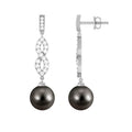 Cultured 15 Carat Tahitian Pearl Dangle Earrings with Diamond Infinity Knot