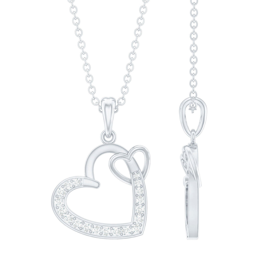 Natural Diamond Interlocked Heart Pendant Necklace